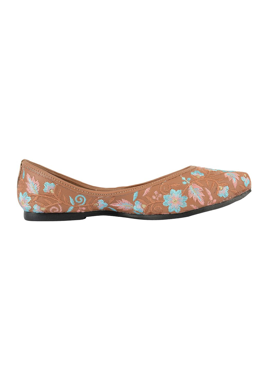 Desi Colour Women Indian Ethnic Footwear-Cushioned Peach Floral | Grocsy