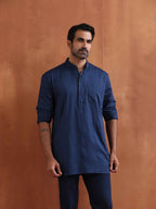 trueBrowns Men's Blue Cotton Short Kurta | Grocsy