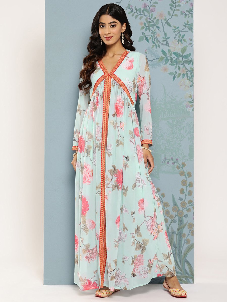 Ahalyaa Floral Printed Empire Kurta With Trousers | Grocsy