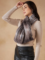 InWeave Women's Dark Grey Double Shade Faux Fur Neck Warmer | Grocsy