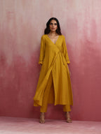 trueBrowns Mustard Cotton Dobby Kurta Set | Grocsy