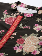 Ahalyaa Mandarin Collar Floral Print Crepe Tunic | Grocsy