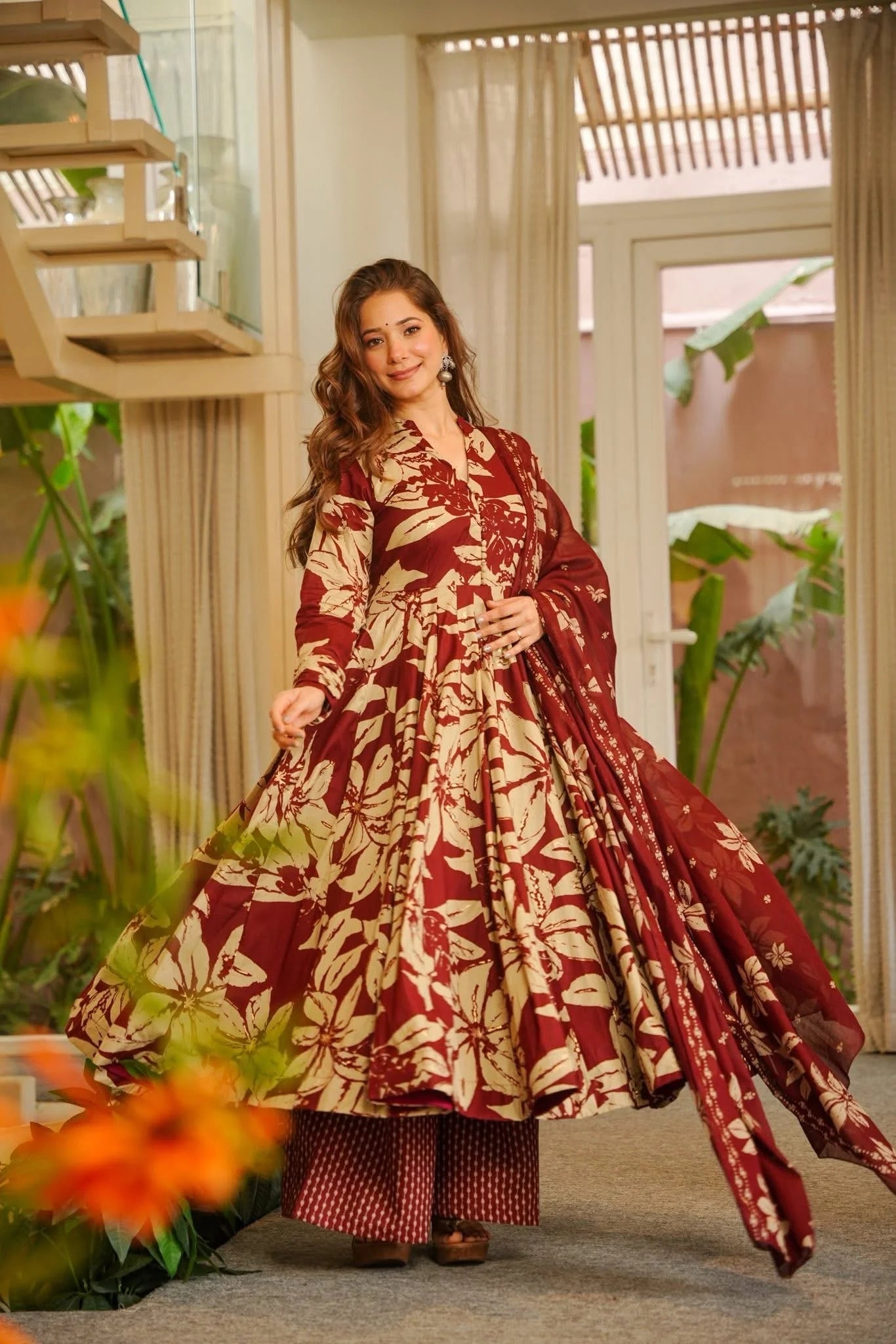 Yash Enterprise Red Muslin Cotton Silk Party Wear Embroidery Suit Set | Grocsy
