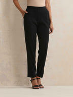 trueBrowns Black Woollen Pants | Grocsy