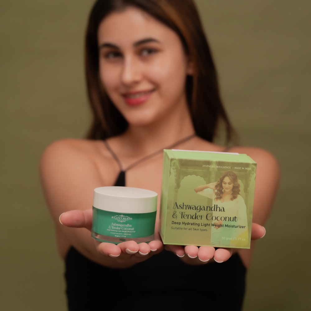 Haappyherbs Ashwagandha & Tender Coconut Deep Hydrating Light Weight Moisturizer | Grocsy