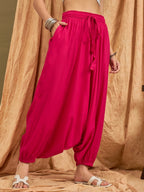 InWeave Fuchsia Solid Harem Pant | Grocsy