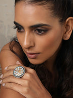 trueBrowns Silver Tone Circular Ring | Grocsy