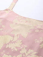 Ahalyaa Square Neck Printed Crepe Tunic With Lace Inserts | Grocsy