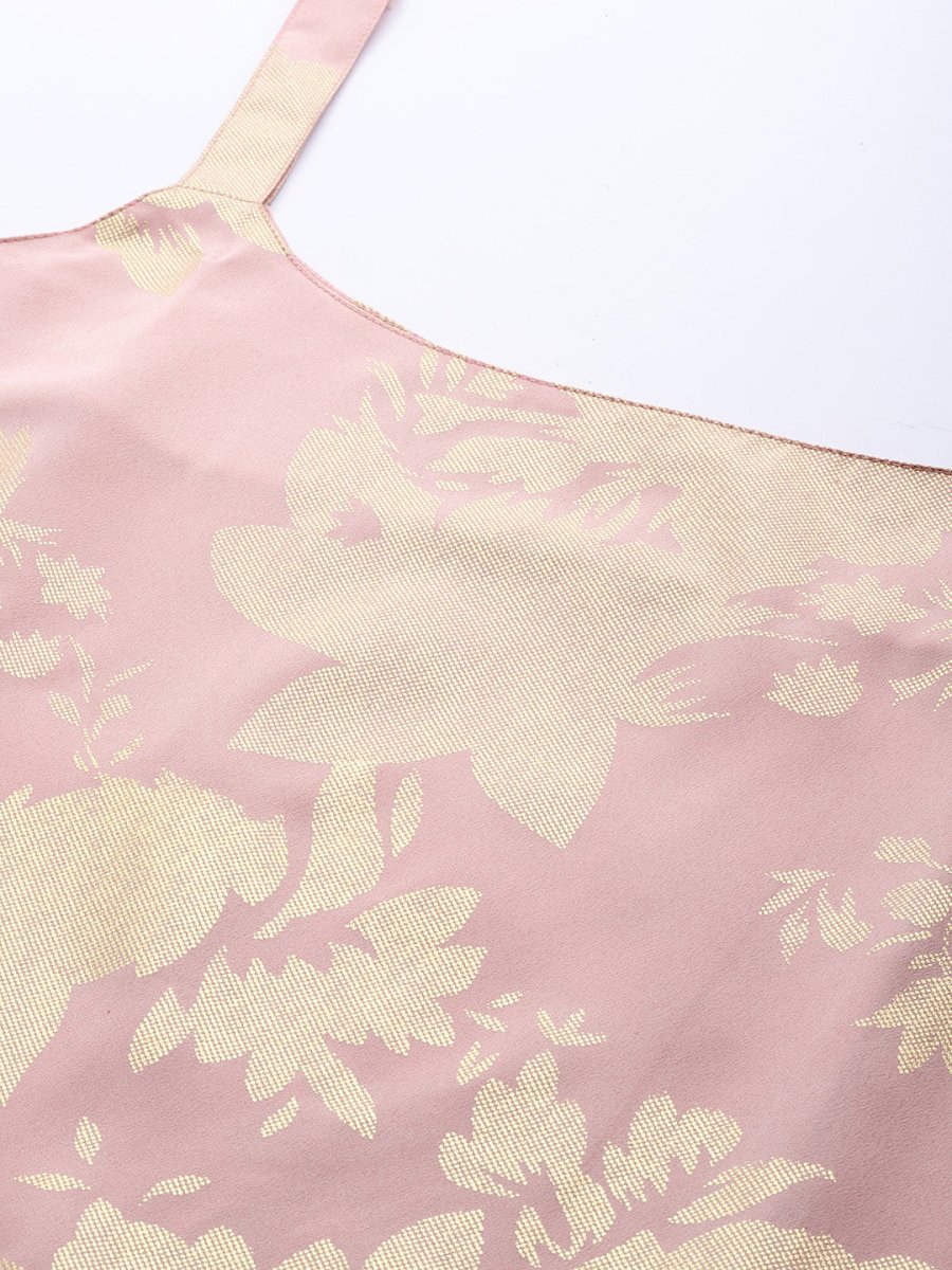 Ahalyaa Square Neck Printed Crepe Tunic With Lace Inserts | Grocsy
