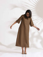 trueBrowns Brown Slub Dress | Grocsy