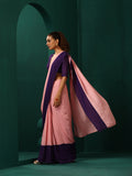 trueBrowns Pink Purple Muslin Silk Ready to Wear Saree | Grocsy