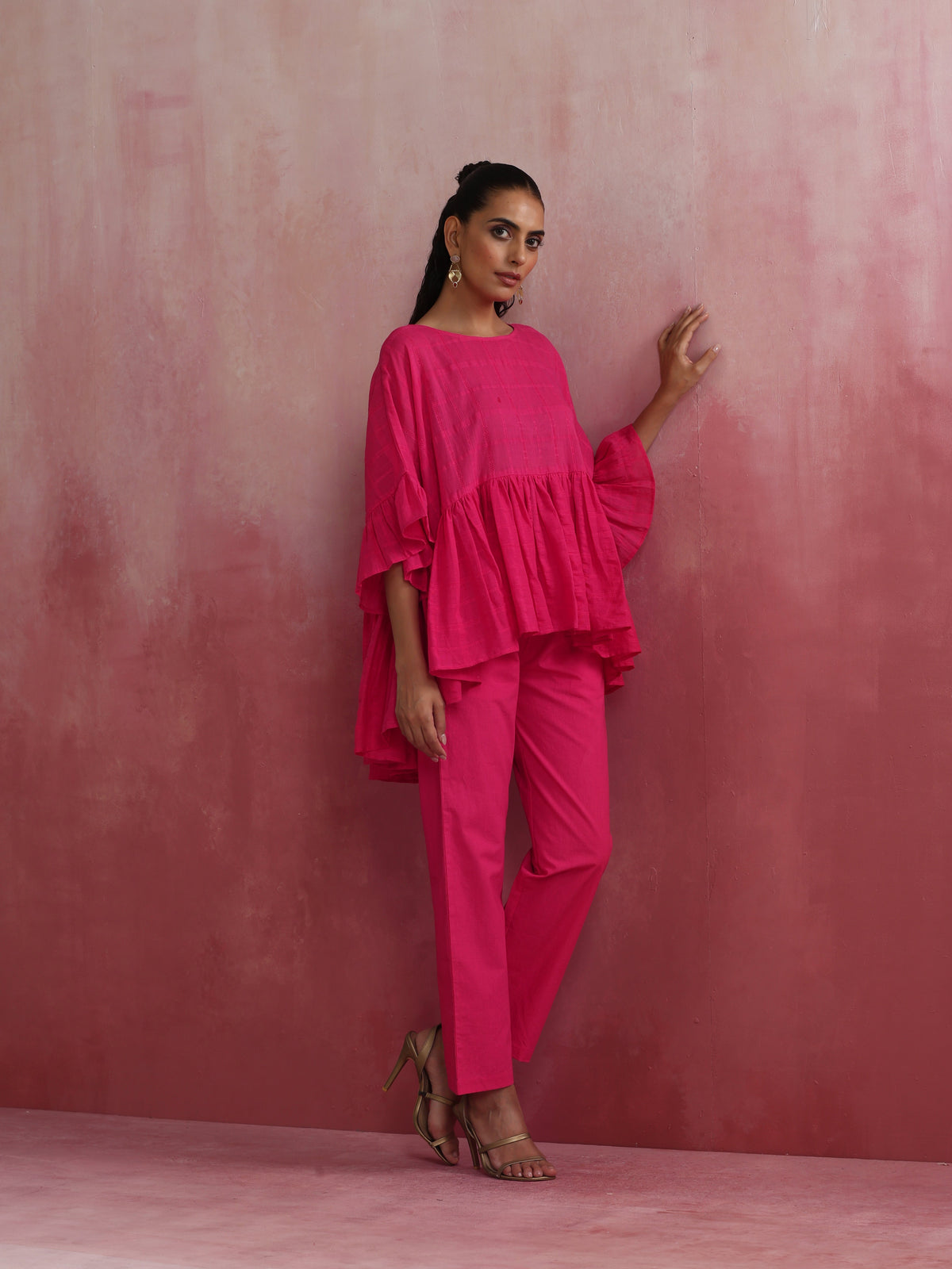 trueBrowns Pink Cotton Dobby Co-ord set | Grocsy