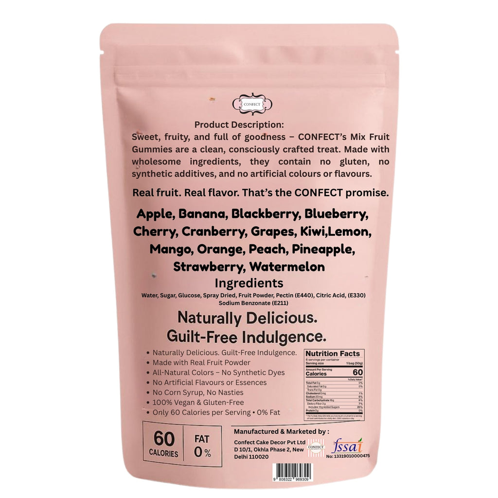 Confect Mixed Meledy Gummies | Pack of Blueberry, Banana, Mango, Blackberry, Peach, Cranberry  Gummies | | Grocsy