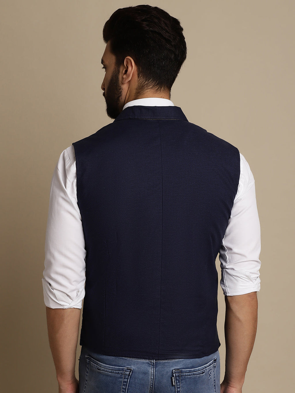 Even Apparels Men's Blue Waistcoat with Notched Lapel | Grocsy