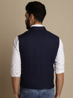 Even Apparels Men's Blue Waistcoat with Notched Lapel | Grocsy