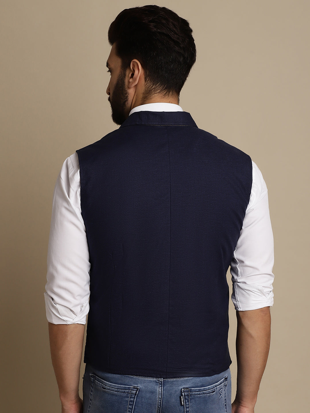 Even Apparels Men's Blue Waistcoat with Notched Lapel | Grocsy