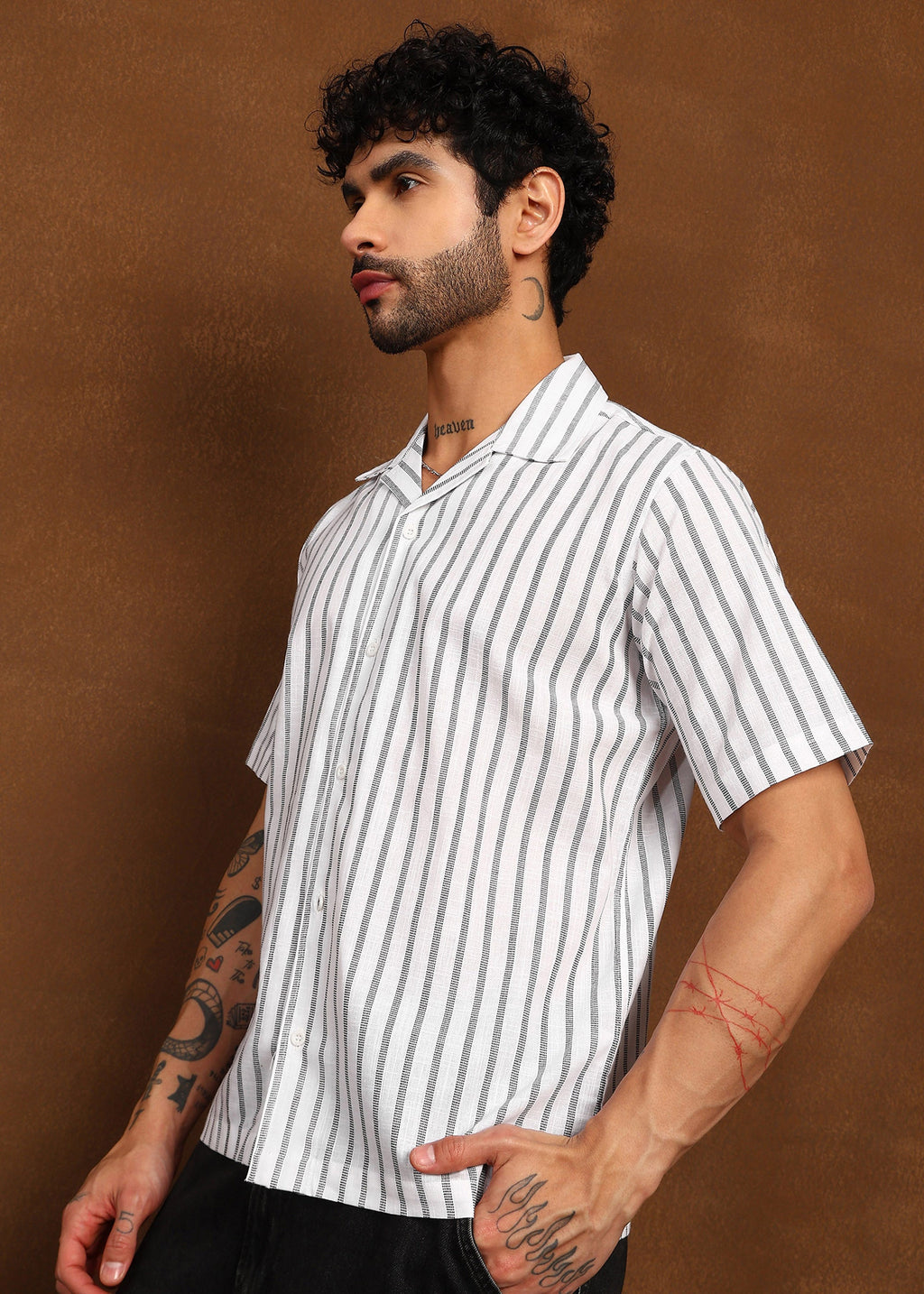 Fabmade Linear Drift Linen Shirt | Grocsy
