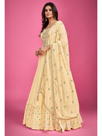 Myra Yellow Pure Georgette Embroidered Gown | Grocsy