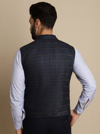 Even Apparels Men's Blue Waistcoat with Notched Lapel | Grocsy