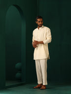 trueBrowns Men's Ivory Tonal Cotton Co-ord Set | Grocsy