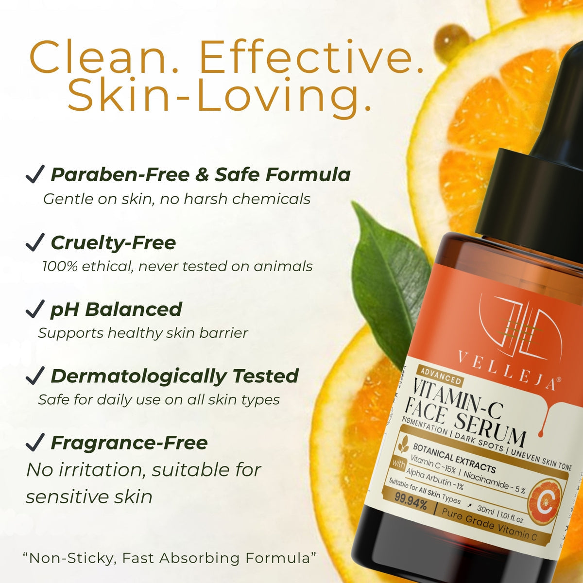 Velleja 15% Vitamin C Brightening Serum | Advanced Dark Spot & Pigmentation Corrector | Grocsy