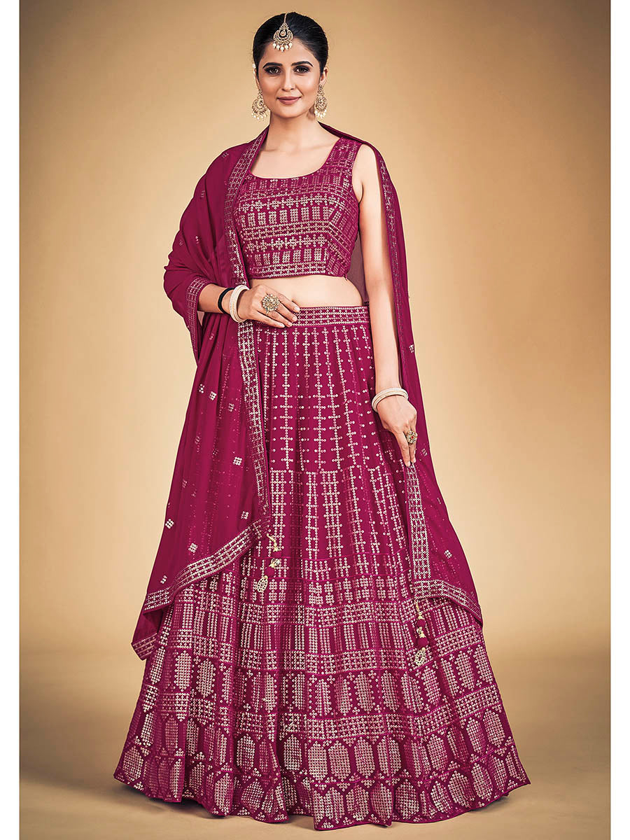 Myra Pink Georgette Real Georgette Lehenga Choli | Grocsy