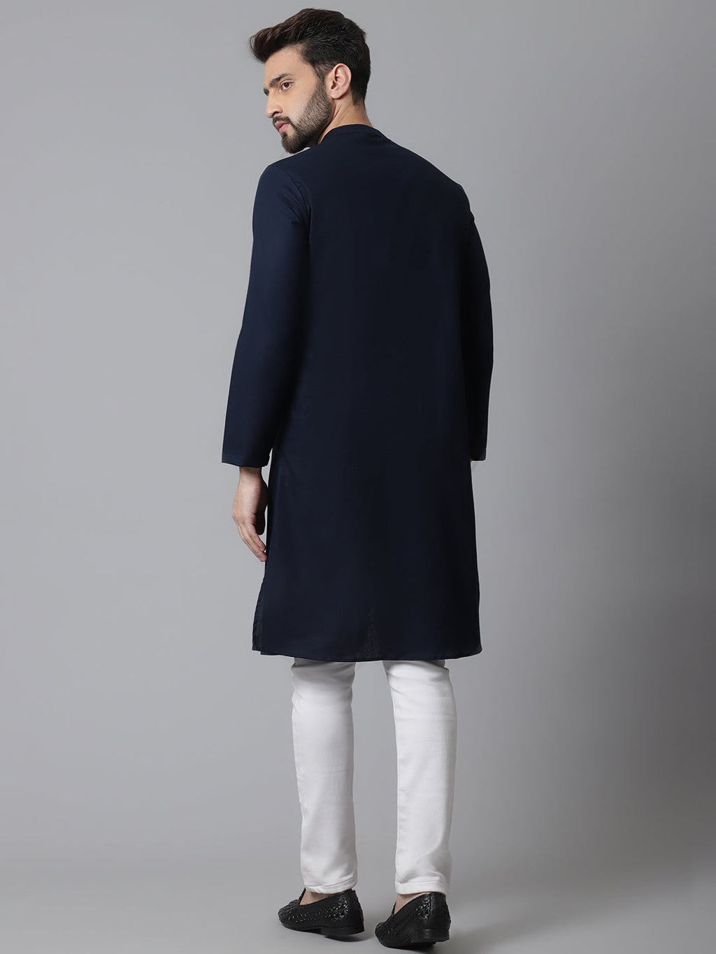 Indian Clothing Even Apparels Blue Sherwani Kurta With Asymetrical Cut | Grocsy