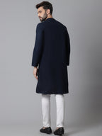 Indian Clothing Even Apparels Blue Sherwani Kurta With Asymetrical Cut | Grocsy
