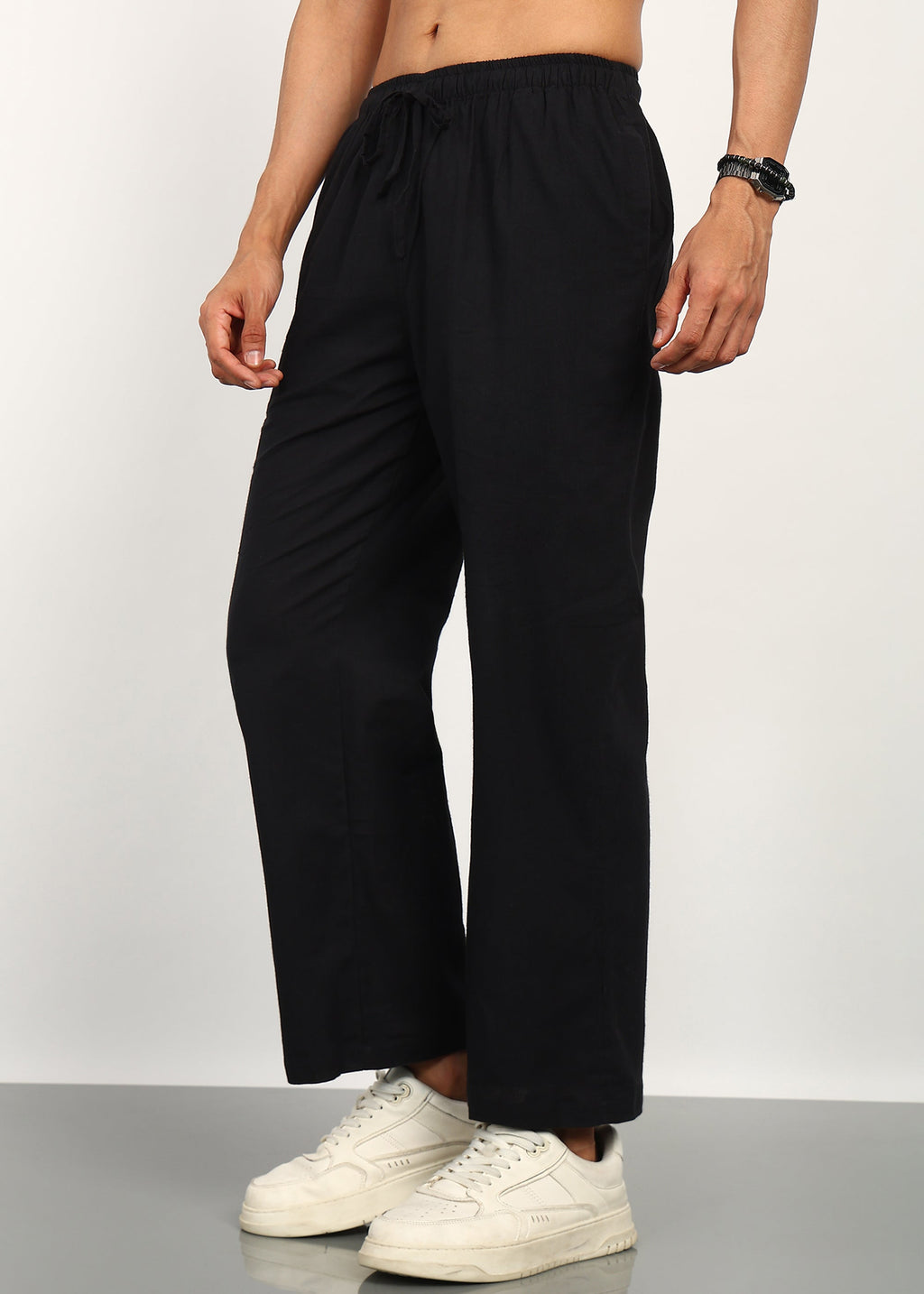 Fabmade Noir Linen Trousers | Grocsy
