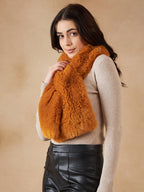InWeave Women's Carrot Orange Faux Fur Neck Warmer | Grocsy