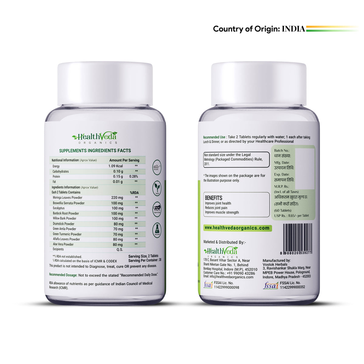 Health Veda Organics Plant Based Joint Support Tablets | Grocsy