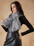 InWeave Women's Light Grey Faux Fur Neck Warmer | Grocsy