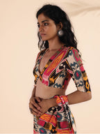 trueBrowns Cola Muslin Ikat Deep V-Neck Blouse | Grocsy