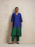 trueBrowns Blue Silk Kurta Set | Grocsy