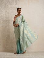 trueBrowns Blue Gold Metallic Ready To Wear Saree | Grocsy