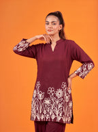 Anaita Maroon Stylish Readymade Co-Ords Set | Grocsy