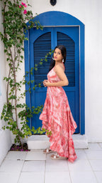 Noroke Vintage Crepe Vintage Printed Long Tiered Maxi Dress - Printed | Grocsy
