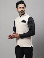 Even Apparels Men's Cream Pure Wool Nehru Jacket | Grocsy