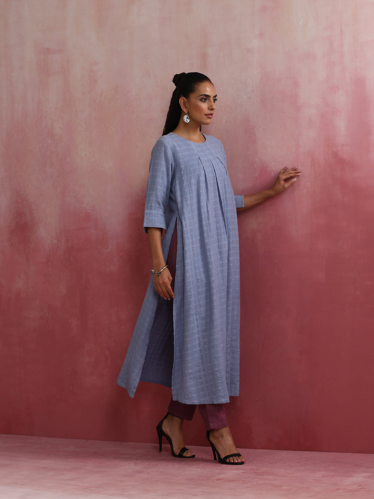 trueBrowns Sky Blue Cotton Dobby Kurta Set | Grocsy