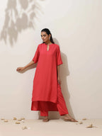 trueBrowns Coral Viscose Kurta Pant Set | Grocsy