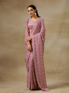 trueBrowns Dark Mauve Bandhani Printed SilkReady to Wear Saree | Grocsy