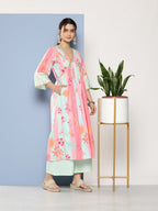 Ahalyaa Women Floral Printed Pleated Gotta Patti Kurta With Palazzos | Grocsy