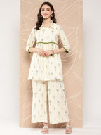 Ahalyaa Printed Cotton Tunic with Palazzos | Grocsy