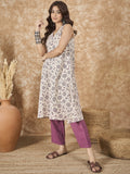 InWeave Dusty Mauve V Neck Aline Kurta Set | Grocsy