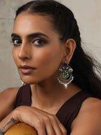 trueBrowns Silver Tone Handpainted Earrings | Grocsy