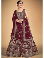 Myra Maroon Georgette Real Georgette Lehenga Choli | Grocsy