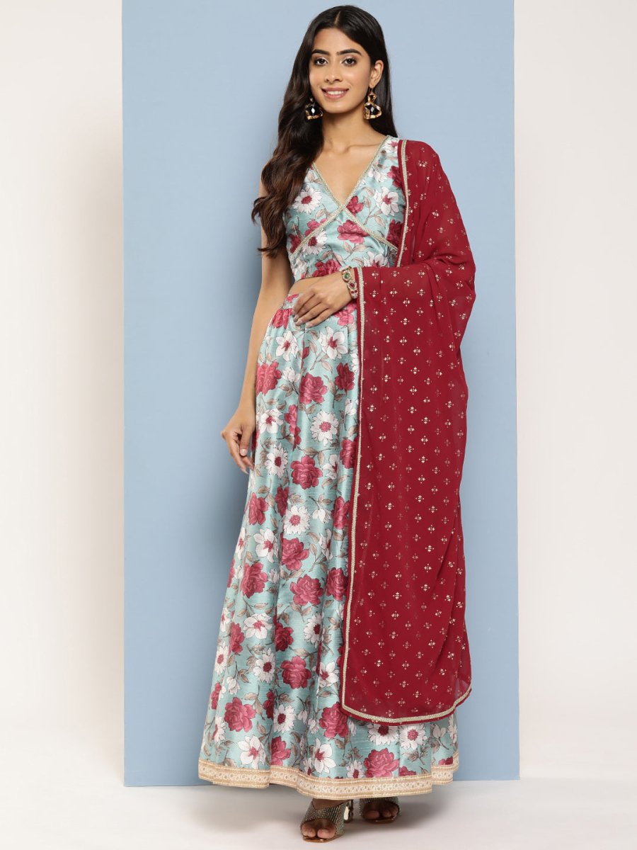 Ahalyaa Printed Ready to Wear Lehenga & Blouse With Dupatta | Grocsy