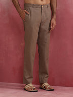 trueBrowns Men's Grey Cotton Twill Pants | Grocsy