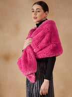 InWeave Women's Light Pink Long Faux Fur Cape | Grocsy