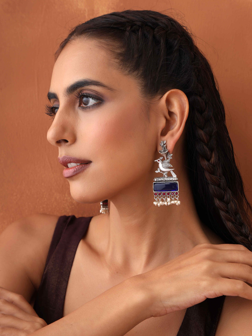 trueBrowns Silver Tone Bird Earrings | Grocsy